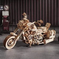 ROKR 420 PCS Cruiser Motorcycle DIY Building Toys 3D Wooden Puzzle Xmas Kid Gift