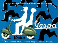 Vintage 1954 Vespa Italia Roller Fahrrad klassischer Druck Poster Wandkunst Bild A4+
