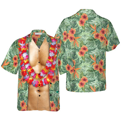 Funny Aloha Tropical Flowers Costume Men Hawaiian Shirt_8783