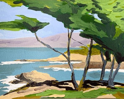 Original Painting Seascape Landscape Carmel, Cali II Impressionist Signed 8x10