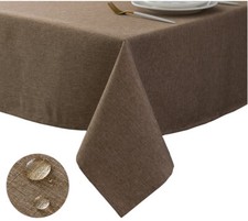 Tektrum 70"X70" Square Faux Textured Tablecloth-Waterproof/Spill Proof -Flax