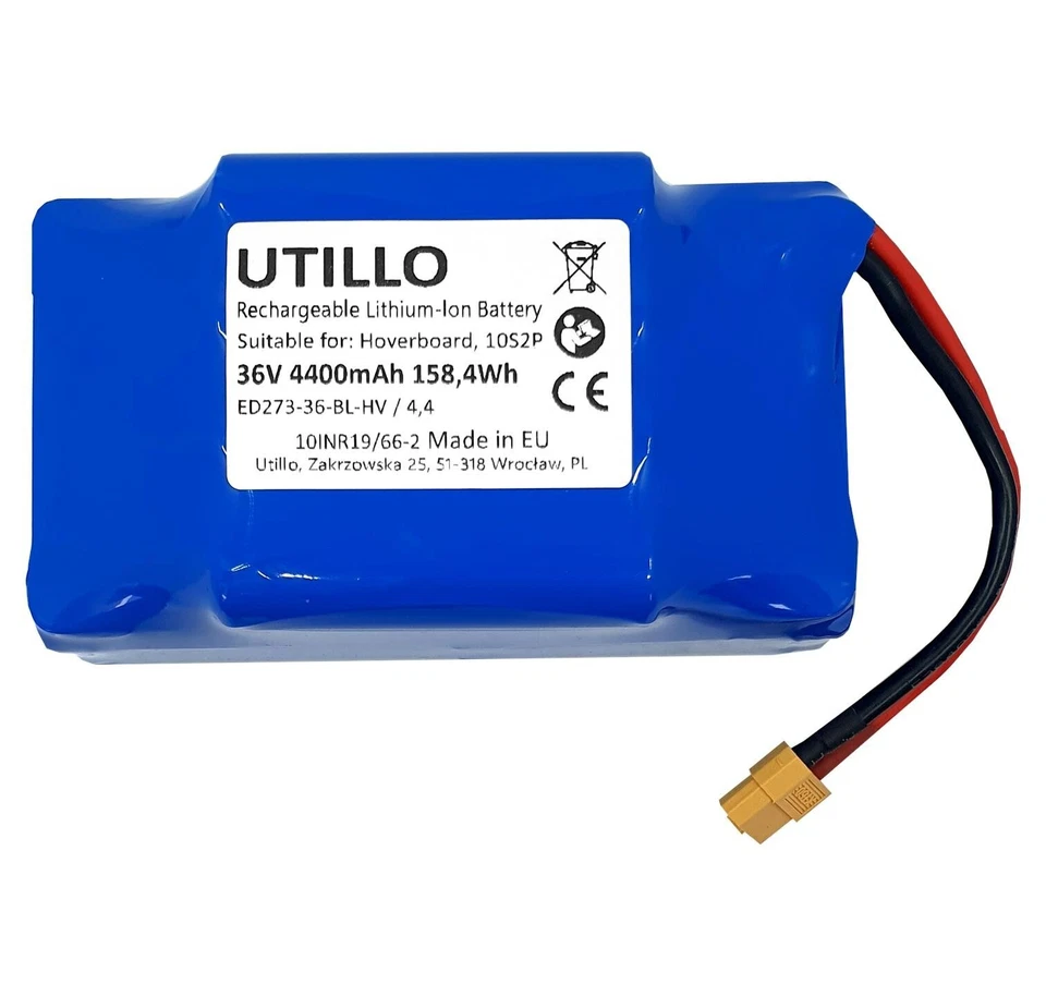 UTILLO 4,4Ah 36V Akku für Hoverboard ROBWAY X2 E-Balance Board Scooter Elektro 4400 mAh