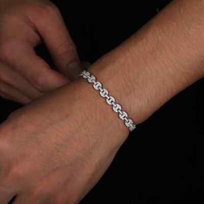 5ct Cuban Armband 18K Gold Diamant Testpass Lab-Created VVS1/D/Top 18cm