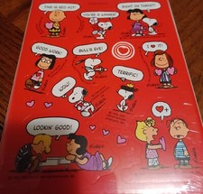 Vintage Hallmark Sticker Sheet Peanuts Love Theme Rare Cute ONE Sheet