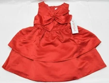 Cat & Jack Girls Red Sheer Satin Bow Dress, Choose Size