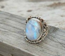 Rainbow Moonstone Ring,Boho Ring,925 Sterling Silver,Handmade Ring,Gift for Her