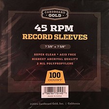100 - CBG 45 RPM Record Poly Sleeves 7 3/8 X 7 5/8 - Acid Free Archival 2-Mil
