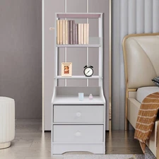 2 Drawers Nightstand Modern End Table Storage Cabinet Bedroom Living Room 20kg