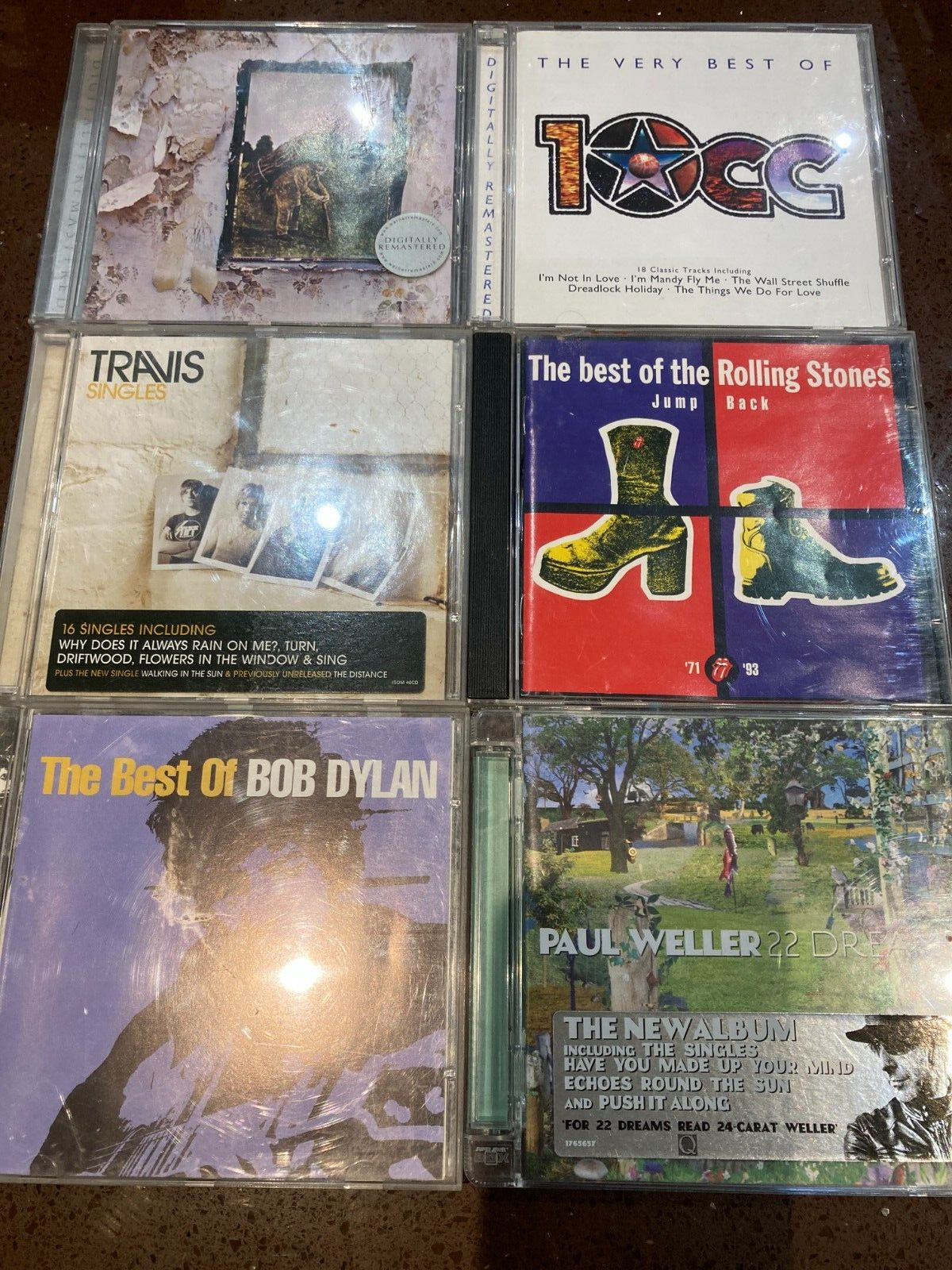 Rock CDs Bundle x 6, Rolling Stones, Travis, 10cc, Paul Weller, Dylan, Zeppelin