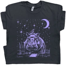 Hippopotamus T Shirt Hippo Shirt Cool Animal Shirt for Men Women Retro Graphic T