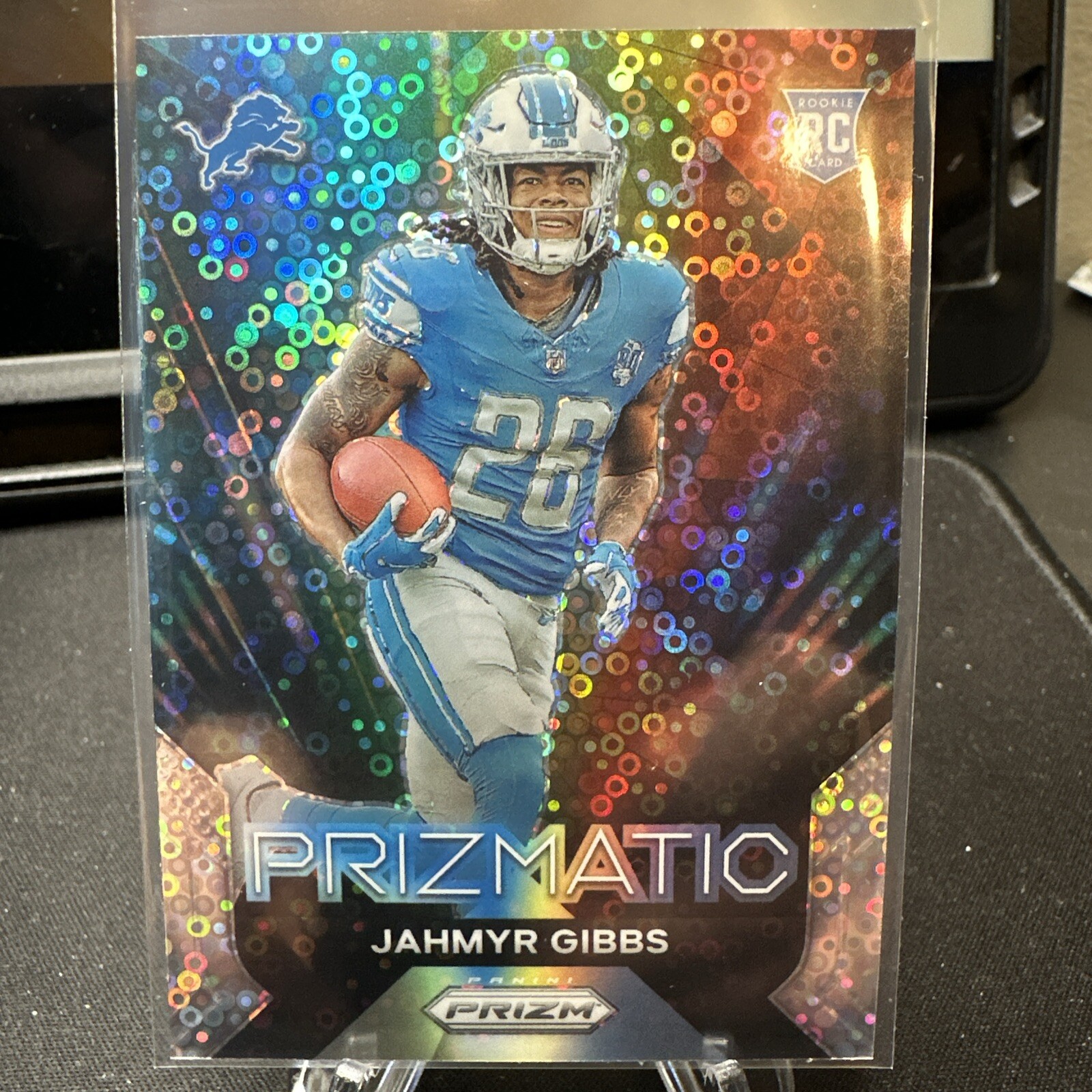 2023 Prizm JAHMYR GIBBS #20 RC Rookie No Huddle Silver Disco PRIZMATIC - Lions