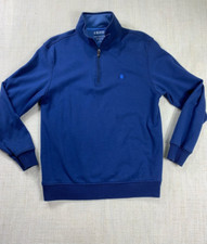 Izod Advantage Performance Mens 1/4 Zip Pullover Blue Mock Neck Stretch S
