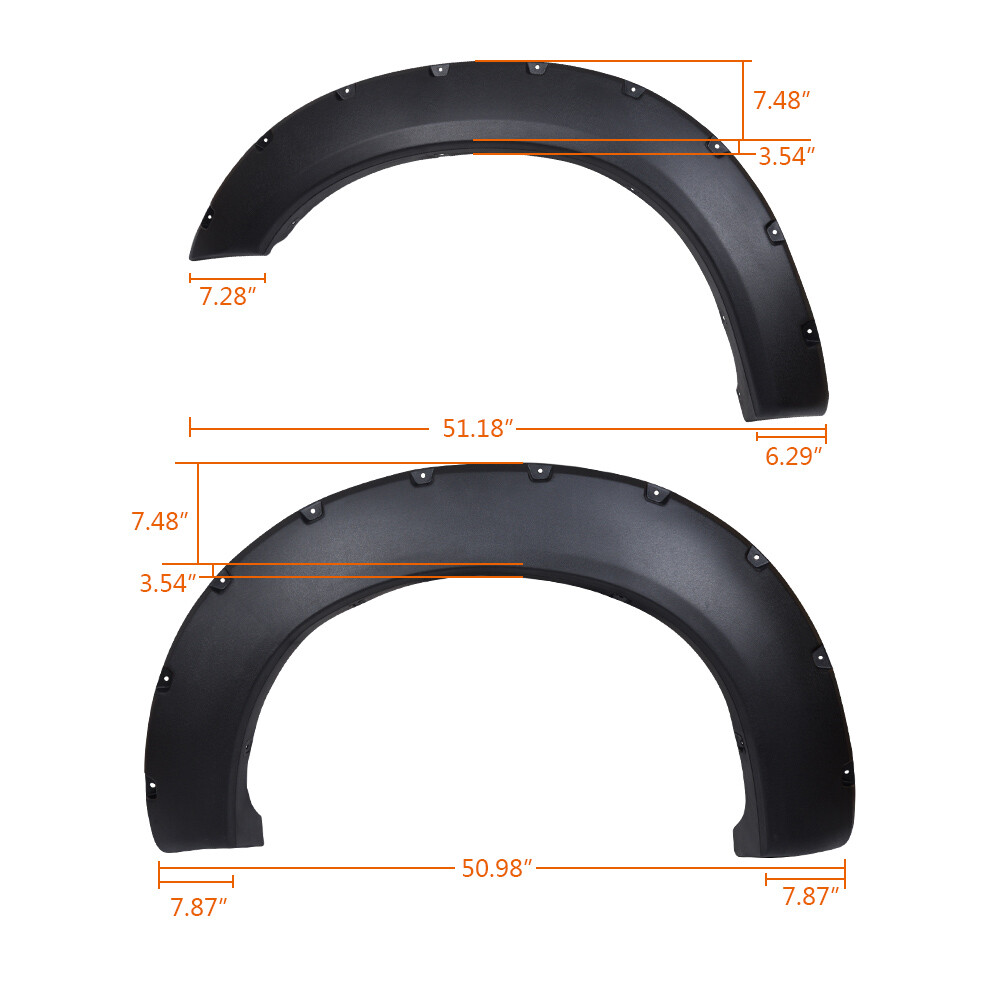 Textured Pocket Rivet Fender Flares Fit For Ford F-250 F-350 Super Duty 2011-16