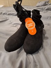 Girls Winter Slouch Boots size 2 Wonder Nation Black Booties NWT Sparkly Bow