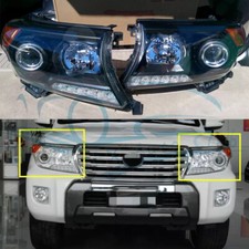 For Toyota Land Cruiser LC200 2008-2015 LED Pair Black Front Headlights Lamps k