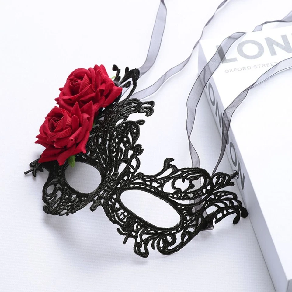 Cosplay Party Masquerade Mask Thickened Sexy and Fun Eye Mask Lace Rose Mask - Image 4 of 4