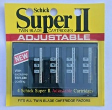 VINTAGE SCHICK SUPER II TWIN BLADE CARTRIDGES ADJUSTABLE TEFLON COATED EDGES-NEW
