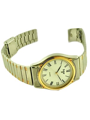 PULSAR y12 6049 TWO TONE Base Metal Bezel Stainless Steel Quartz Watch VINTAGE