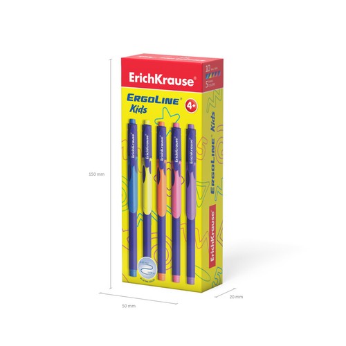 Kugelschreiber ErgoLine® Kids Stick Gummi Grip 10er Pack Tinte Blau - Bild 6 von 6