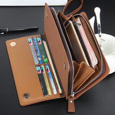 Multifunctional Men Leather Wallets Long Business Zipper Clutch Bags Handbag US