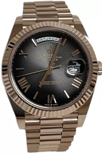 Rolex DAY-DATE 40 EVEROSE GOLD 228235 President Slate Ombre 40mm