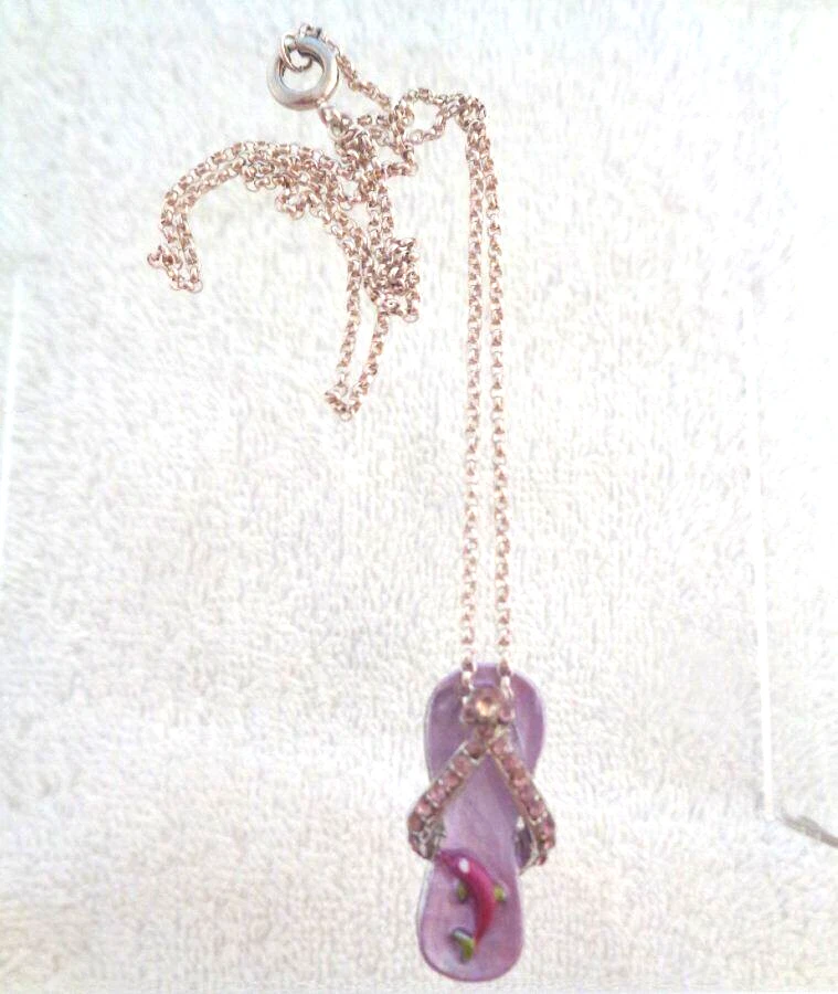 Purple Dolphin Flip Flop Pendant Necklace - Flip Flop Jewelry - Flip Flop Charm - Image 3 of 4