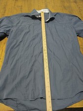 Bogosse Men Dark Gray Cotton Long Sleeves Collar Slim Fit Button-Up Shirt Size 7