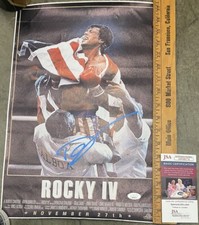 DOLPH LUNDGREN SIGNED 'ROCKY IV' 12x18 CANVAS MOVIE POSTER IVAN DRAGO W/ JSA COA