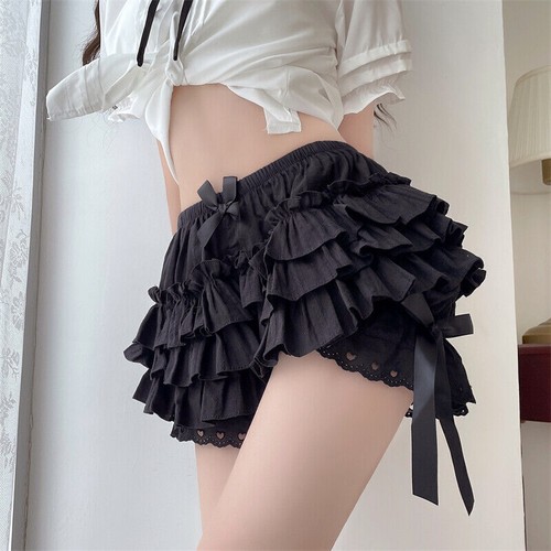 Women Lolita Bloomers Layered Tiered Ruffle Pumpkin Shorts Knickers Panties - Picture 2 of 16
