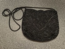 Vintage Robinson's Black Beaded Evening Bag Purse