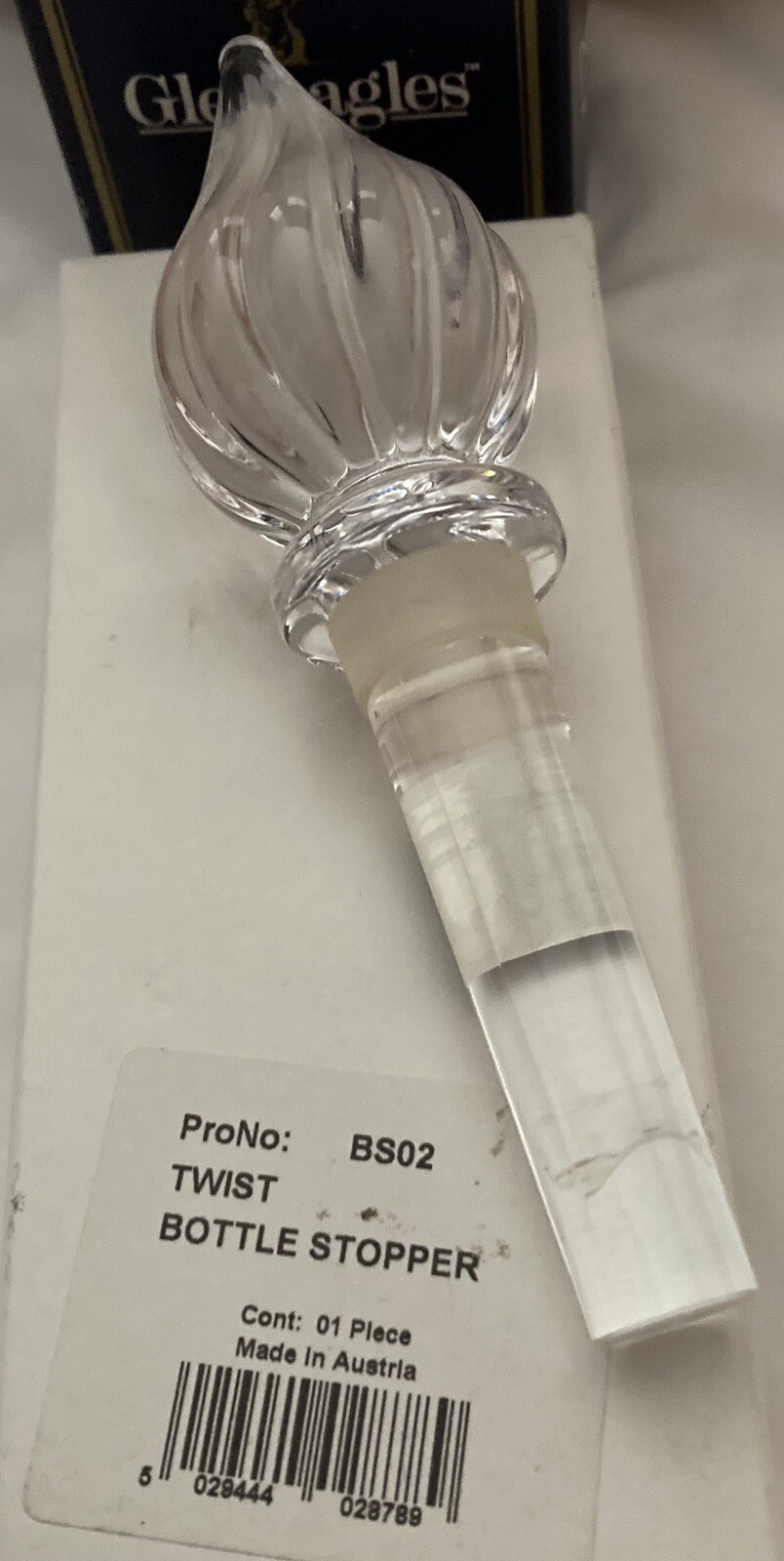 GLENEAGLES 24 FULL LEAD CRYSTAL CLASSIC BOTTLE STOPPER TWIST SHAPE NEW