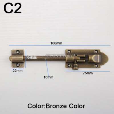 2PCS Solid Brass Slide Bolts Door Latch Lock with Bolts and Catch Security Guard