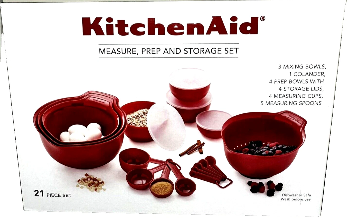 KitchenAid 21PC Plastic with Non-Skid Bottom Mixing Bowl and Measuring Set Red
Opens in a new window