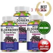  3 Pack Elderberry Gummies with Vitamin C, Zinc  Echinacea for Immune Support