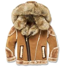 JORDAN CRAIG (KIDS) COGNAC SHEARLING MOTO JACKET