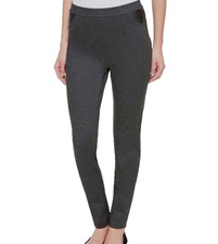 DKNY Jeans Women's Pull On Ponte Pant Back Pockets CHARCOAL,LARGE NWT