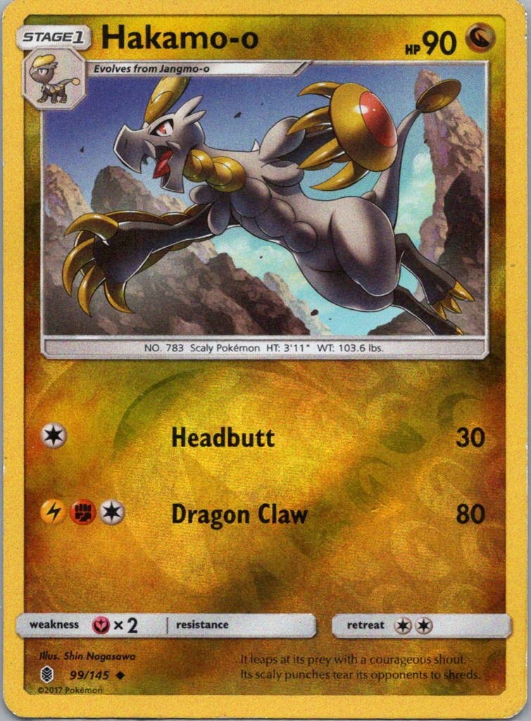 Pokemon TCG Hakamo-o 99/145 Guardians Rising Rev Holo MP