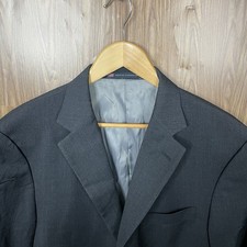 Hart Schaffner Marx Blazer Jacket Mens 48R Brown Solid Wool Two Buttons USA Made