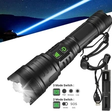 50000000 Lumens Super Bright LED Tactical Flashlight Rechargeable LED Work Light