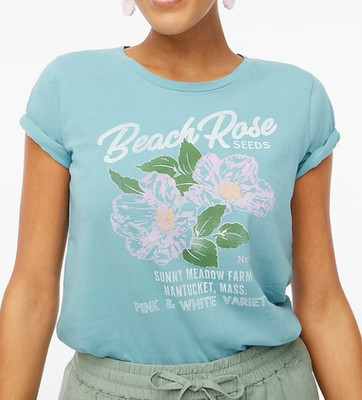 J.Crew Factory Women's Beach Rose graphic tee Collector T-Shirt S M L XL 2XL NEW