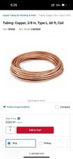 STREAMLINE 617F Type L Soft COPPER coil Water Line 3/8 in X 60 ft 3P666 Granger