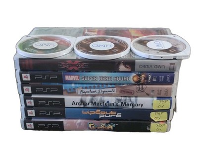 Sony PSP Game Lot Marvel Super Hero Squad Mercury Wipeout UMD Videos (8 games)