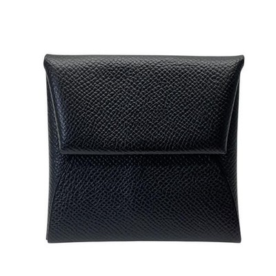 HERMES Bastia Coin Case Compact Wallet Mini Square Epsom Black A stamp Authentic