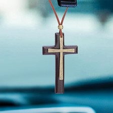 Cross for Car Mirror Hanging, Wood Cross Charms for Rear View Mirror, Car Hangin