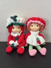 Handmade Strawberry Shortcake Crochet Dolls Lot Of 2