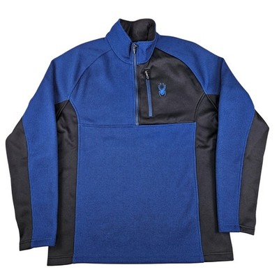 Spyder Mens Blue Black 1/4 Zip Waffle Knit Pullover Jacket XL
