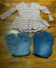 Osh Kosh Toddler Girls Jegging Blue Jeans Lot Of 2 Elastic Waist Size 2T