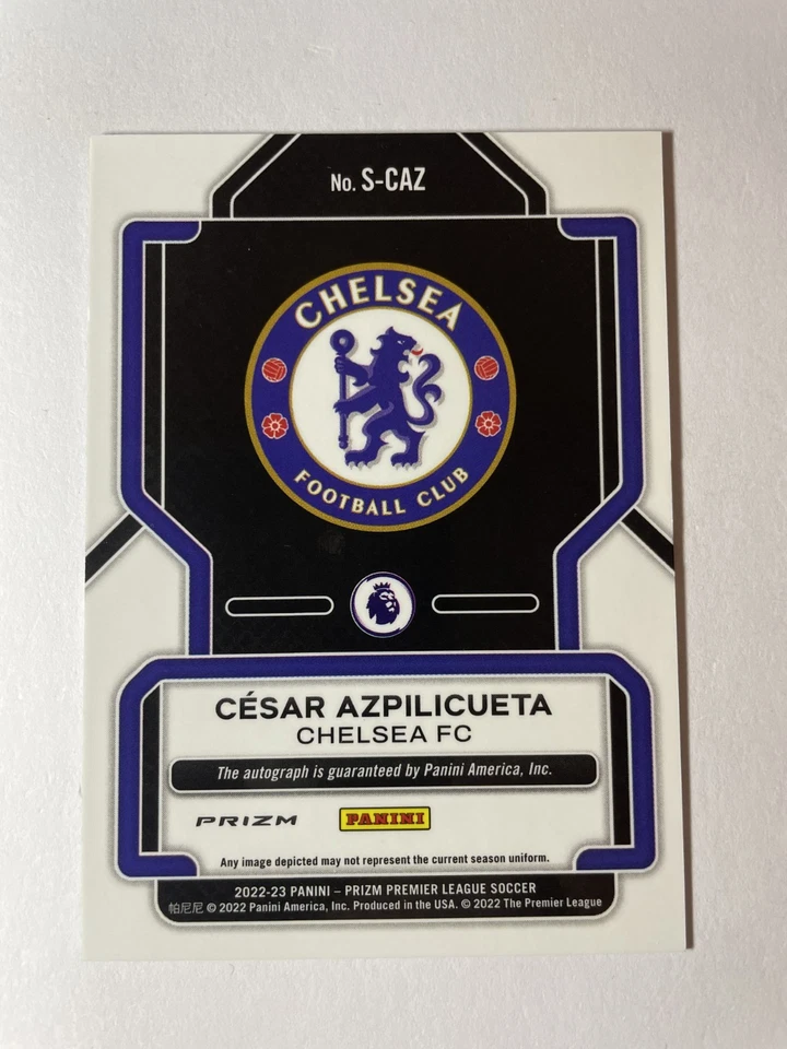 2022-23 Panini Prizm Premier League Green Pulsar AUTO Cesar Azpilicueta Chelsea - Image 2 of 2