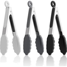 18cm Mini Zange, 3 Stück Kurze Kleine Silikonzange, Edelstahlzange mit Siliko...