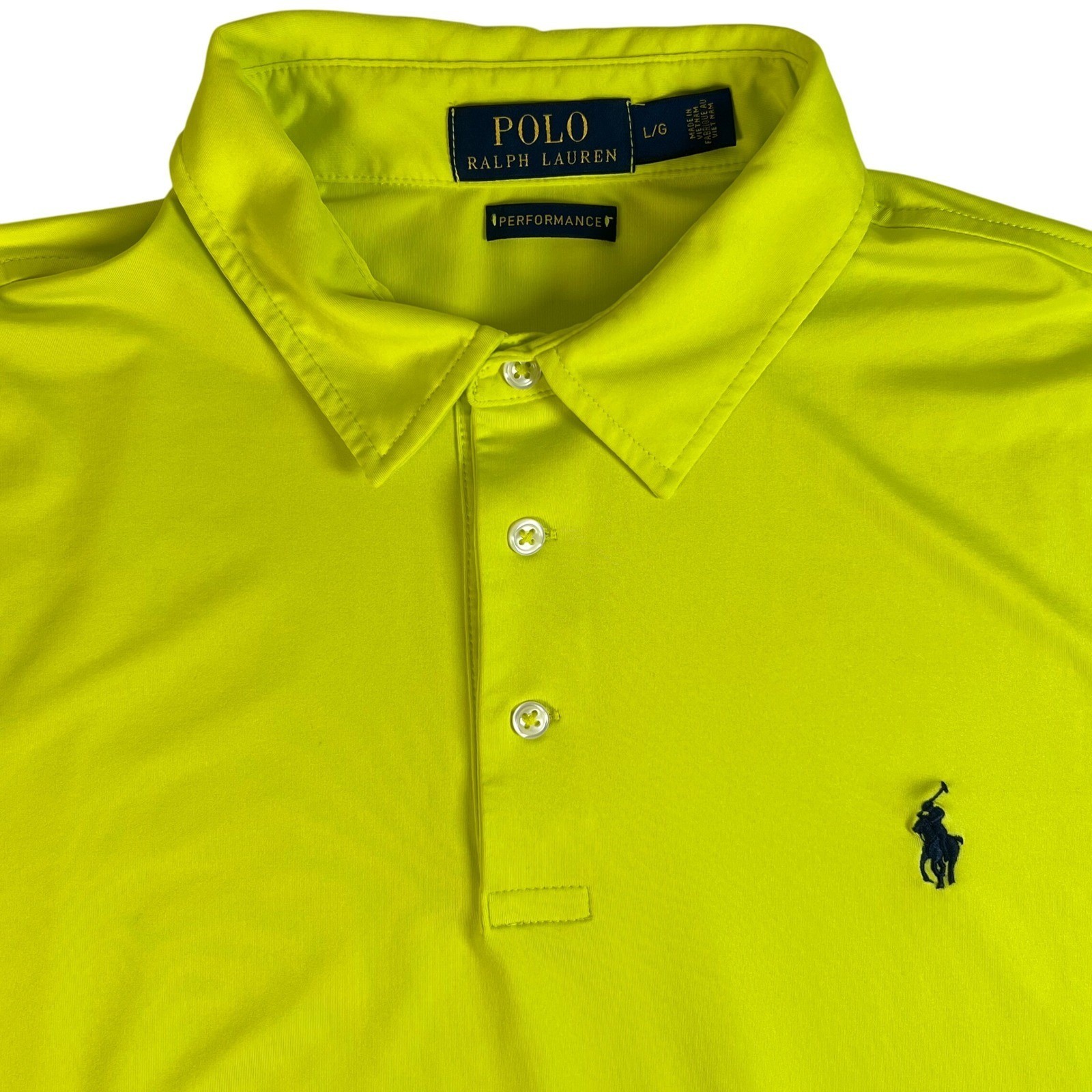 Polo Shirt Mens L Neon Yellow Short Sleeve